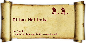 Milos Melinda névjegykártya